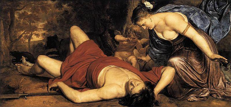 Cornelis Holsteyn Venus and Cupid lamenting the dead Adonis Norge oil painting art